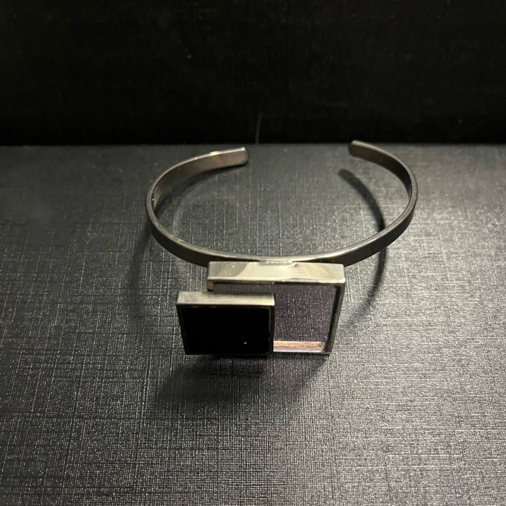 Vintage Silver and Purple Geometric Cuff Bracelet
